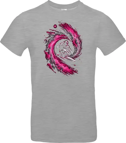 Astronaut Surfing a Cosmic Wave Pink