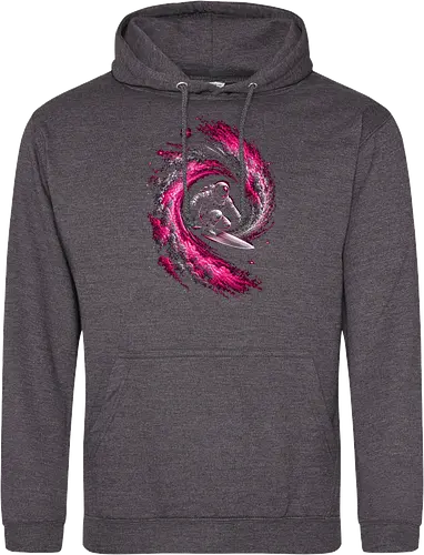 Astronaut Surfing a Cosmic Wave Pink