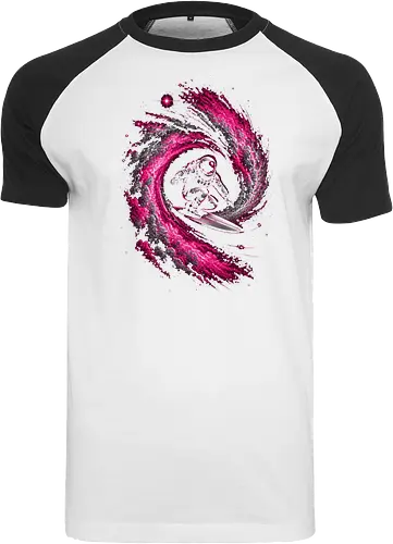 Astronaut Surfing a Cosmic Wave Pink