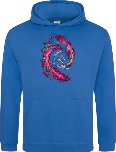 Astronaut Surfing a Cosmic Wave Pink