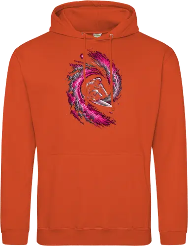 Astronaut Surfing a Cosmic Wave Pink