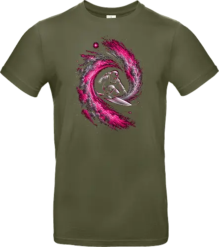 Astronaut Surfing a Cosmic Wave Pink