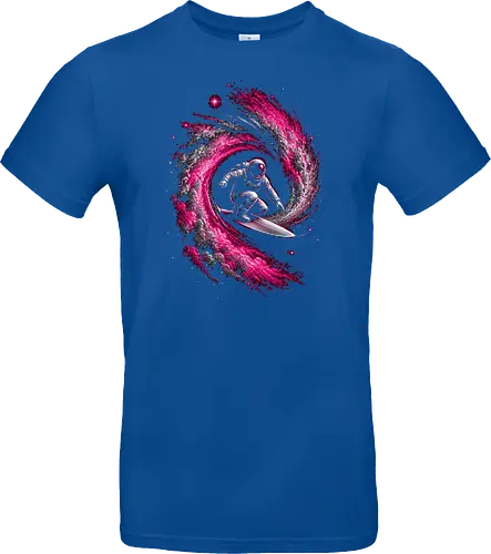 Astronaut Surfing a Cosmic Wave Pink