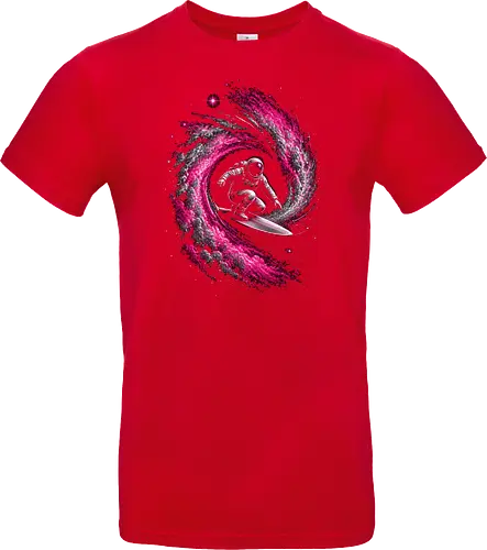 Astronaut Surfing a Cosmic Wave Pink