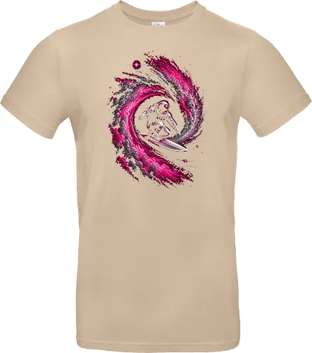 Astronaut Surfing a Cosmic Wave Pink