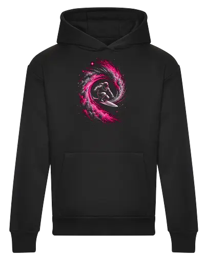 Astronaut Surfing a Cosmic Wave Pink