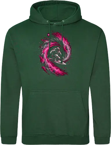 Astronaut Surfing a Cosmic Wave Pink