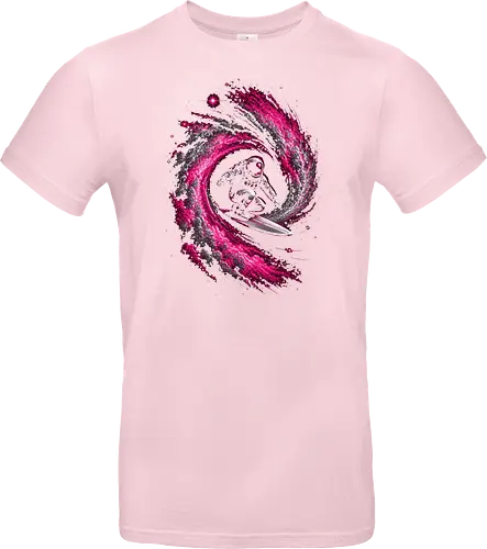 Astronaut Surfing a Cosmic Wave Pink