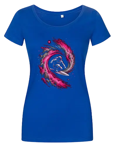 Astronaut Surfing a Cosmic Wave Pink