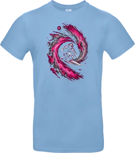 Astronaut Surfing a Cosmic Wave Pink