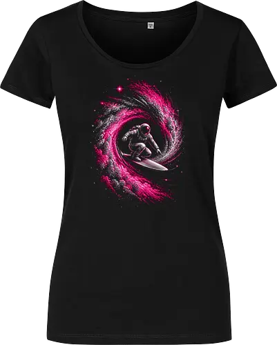 Astronaut Surfing a Cosmic Wave Pink