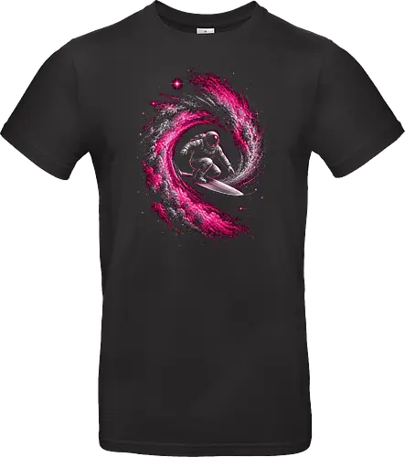 Astronaut Surfing a Cosmic Wave Pink