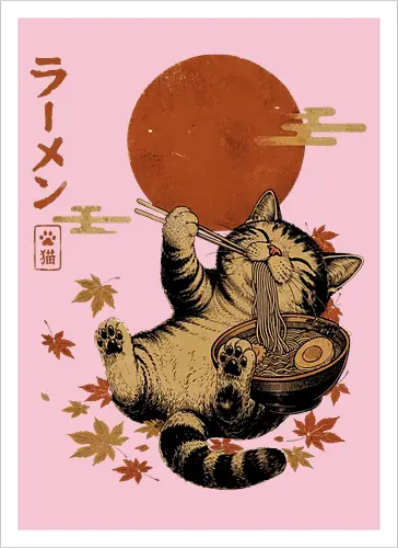 Japanische Ramen Katze Ukiyoe Vintage Kunst