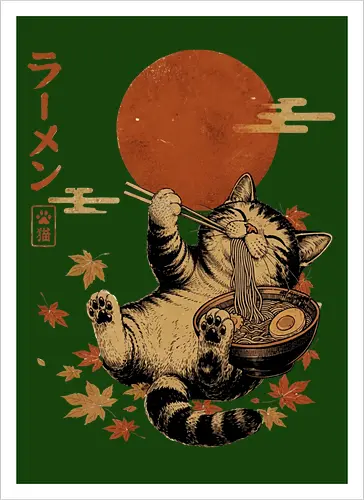 Japanische Ramen Katze Ukiyoe Vintage Kunst
