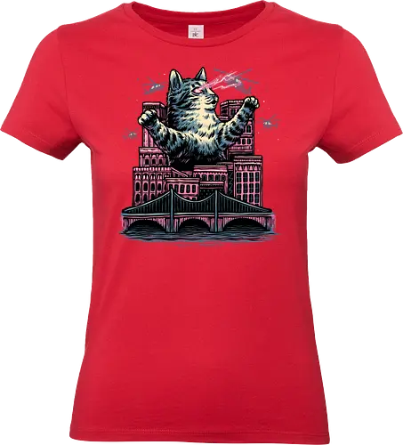 Attack of the Furry Beast - Cat, cats, animal, beast, funny, cute, furry, attack - Standard T-Shirt (Frauen)