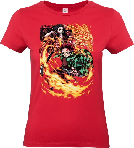 Infernal Sibling Flame - DemonSlayer, KimetsuNoYaiba, DemonSlayerAnime, Anime, AnimeArt, AnimeEdit, AnimeFan, Tanjiro, TanjiroKamado, KamadoTanjiro, HinokamiKagura, SunBreathing, TanjiroEdit, Nezuko, NezukoKamado, KamadoNezuko, NezukoEdit, DemonNezuko, TanjiroAndNezuko, KamadoSiblings, SiblingBond, BrotherAndSister - Standard T-Shirt (Frauen)