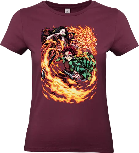 Infernal Sibling Flame - DemonSlayer, KimetsuNoYaiba, DemonSlayerAnime, Anime, AnimeArt, AnimeEdit, AnimeFan, Tanjiro, TanjiroKamado, KamadoTanjiro, HinokamiKagura, SunBreathing, TanjiroEdit, Nezuko, NezukoKamado, KamadoNezuko, NezukoEdit, DemonNezuko, TanjiroAndNezuko, KamadoSiblings, SiblingBond, BrotherAndSister - Standard T-Shirt (Frauen)