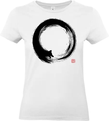 Endless Tail Chase - dog, animal, buddhism, canine, dog lover, enso circle, ink art, japan, japanese, meditation, pet, spiritual, yoga, zen, tail - Standard T-Shirt (Frauen)