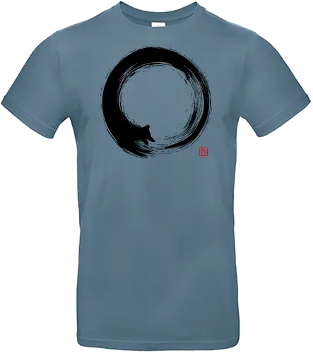 Endless Tail Chase - dog, animal, buddhism, canine, dog lover, enso circle, ink art, japan, japanese, meditation, pet, spiritual, yoga, zen, tail - Standard T-Shirt