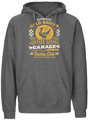 Gold Saucer Garage Vintage - fantasy 7, fantasy vii rebirth, tifa lockhart, fantasy xvi, Kupo, Kweh, avalanche, midgar, final xiv, ff14, Cloud, Villain, video game, fat chocobo, gold saucer - Fairtrade Hoodie