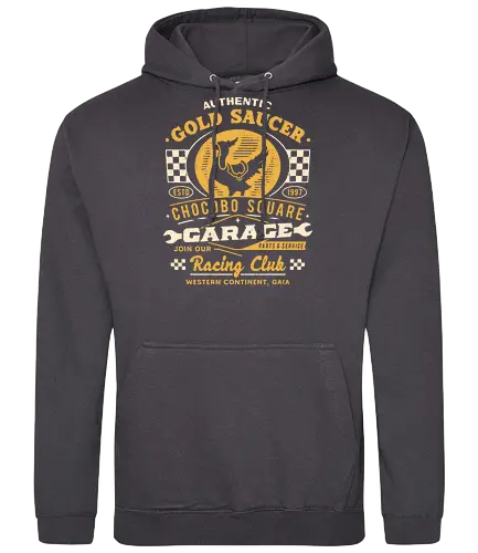 Gold Saucer Garage Vintage - fantasy 7, fantasy vii rebirth, tifa lockhart, fantasy xvi, Kupo, Kweh, avalanche, midgar, final xiv, ff14, Cloud, Villain, video game, fat chocobo, gold saucer - Standard Hoodie