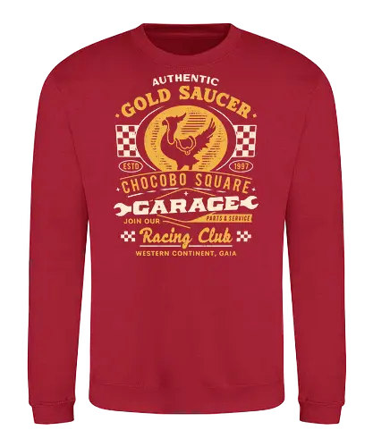 Gold Saucer Garage Vintage - fantasy 7, fantasy vii rebirth, tifa lockhart, fantasy xvi, Kupo, Kweh, avalanche, midgar, final xiv, ff14, Cloud, Villain, video game, fat chocobo, gold saucer - Sweatshirt