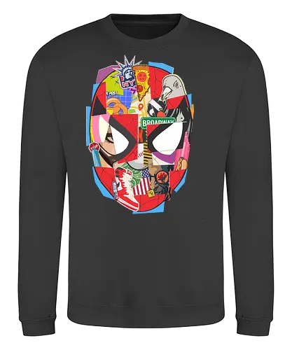 Urban Web Hero - NYC Pop Art Collage - superhero, comic book, pop art, new york city, nyc, collage, mixed media, web hero, urban aesthetic, brooklyn, sneakerhead, street art, comic hero, friendly neighborhood, torn paper, scrapbook, pizza, pigeon, new yorker, multiverse - Sweatshirt