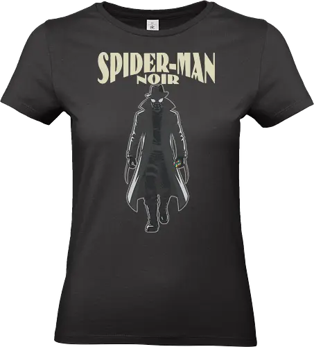 Noir Arachnid Vigilante & The Colorful Puzzle Cube - noir, detective, vigilante, puzzle cube, comic book, monochrome, black and white, alternate universe, trench coat, fedora, masked hero, retro toy, vintage comics, multiverse, superhero, dark aesthetic, magic cube, 1930s hero, pop culture, mystery - Standard T-Shirt (Frauen)