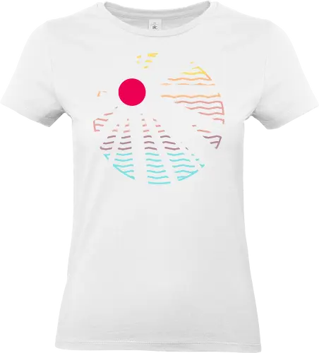 Heat Wave - Minimal, sunset, pastel, sun rays, beams, light, summer, summertime, holiday, waves, stripes - Standard T-Shirt (Frauen)
