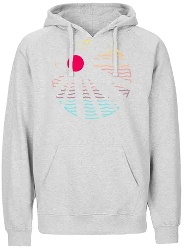 Heat Wave - Minimal, sunset, pastel, sun rays, beams, light, summer, summertime, holiday, waves, stripes - Fairtrade Hoodie