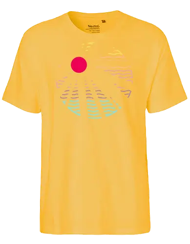 Heat Wave - Minimal, sunset, pastel, sun rays, beams, light, summer, summertime, holiday, waves, stripes - Fairtrade T-Shirt