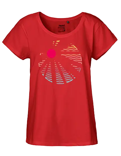 Heat Wave - Minimal, sunset, pastel, sun rays, beams, light, summer, summertime, holiday, waves, stripes - Fairtrade Girl Shirt