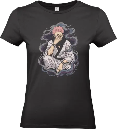Cursed Demon Vessel - Dark Anime Aesthetic - dark anime, anime villain, cursed spirit, demon king, pink hair anime, anime aesthetic, face tattoos, dark aura, shonen, japanese streetwear, manga aesthetic, malevolent, evil spirit, dark magic, anime boy, edgy anime, yokai, traditional japanese, occult, fantasy anime - Standard T-Shirt (Frauen)