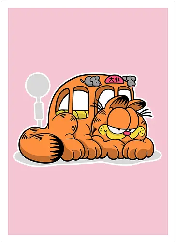 Fauler Oranger Katzenbus Lustig Cartoon Anime Mashup Geek