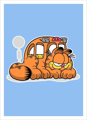 Fauler Oranger Katzenbus Lustig Cartoon Anime Mashup Geek