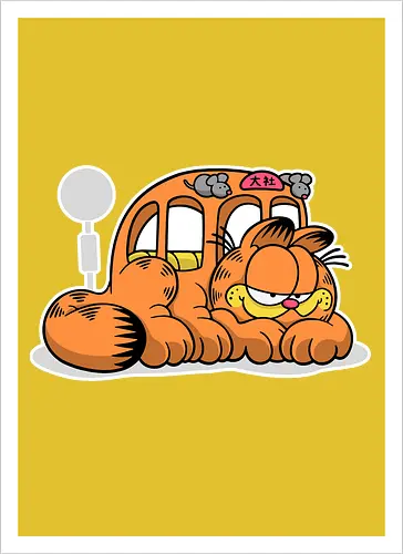 Fauler Oranger Katzenbus Lustig Cartoon Anime Mashup Geek