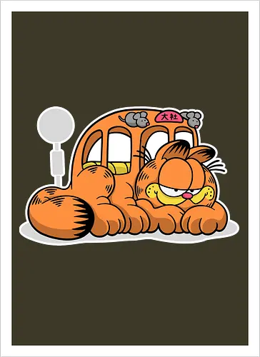 Fauler Oranger Katzenbus Lustig Cartoon Anime Mashup Geek