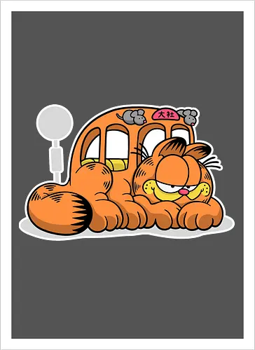 Fauler Oranger Katzenbus Lustig Cartoon Anime Mashup Geek