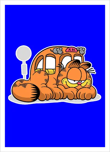 Fauler Oranger Katzenbus Lustig Cartoon Anime Mashup Geek