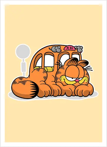 Fauler Oranger Katzenbus Lustig Cartoon Anime Mashup Geek