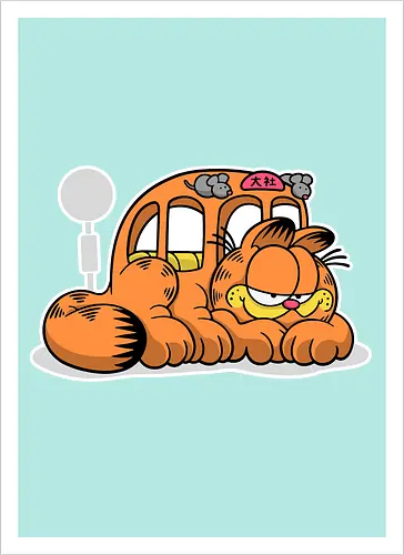 Fauler Oranger Katzenbus Lustig Cartoon Anime Mashup Geek