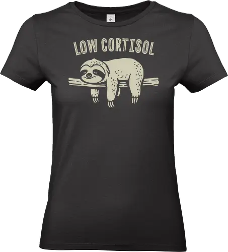 Low Cortisol - low cortisol, adrenal, awareness, balance, chronic illness, chronic pain, cortisol, fatigue, lazy, low cortisol levels, mental health, sloth, stress, tired, wellness - Standard T-Shirt (Frauen)