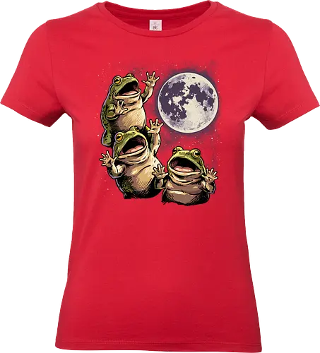 Frogs Howling At The Moon - howling at the moon, amphibian, animal, celestial, frog meme, froggy, frogs, howling, moon, moonlight, night sky, space, stars, surrealism, swamp - Standard T-Shirt (Frauen)