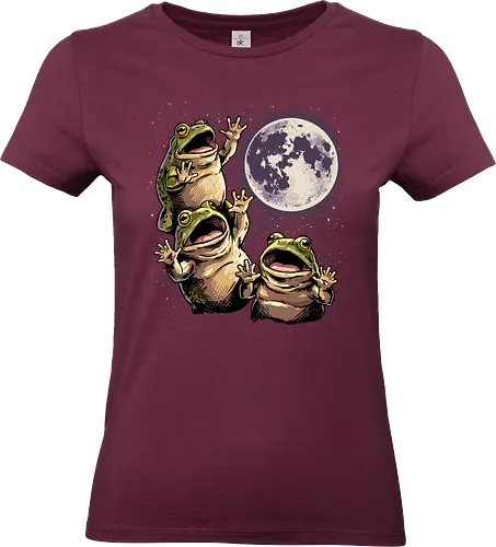 Frogs Howling At The Moon - howling at the moon, amphibian, animal, celestial, frog meme, froggy, frogs, howling, moon, moonlight, night sky, space, stars, surrealism, swamp - Standard T-Shirt (Frauen)