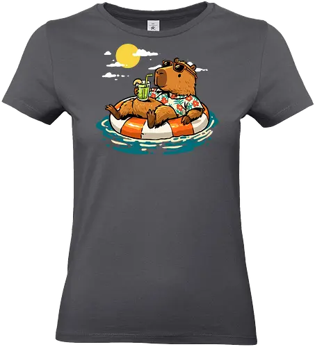 Summer Capybara - capybara, animal, beach, chill, chillin, good time, good vibes, holiday, relaxing, rodent, summer, travel, trip, vacation, vibes - Standard T-Shirt (Frauen)