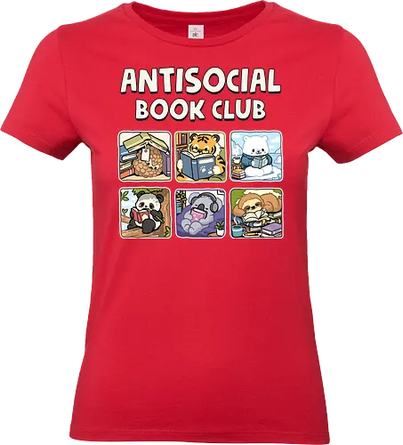 Antisocial Book Club - book club, animals, anti social, antisocial, author, book lover, books, bookworm, introvert, introverted, library, literature, reader, reading, writer - Standard T-Shirt (Frauen)