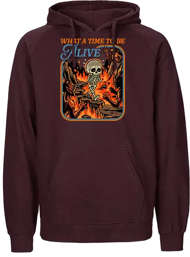 What a Time To Be Alive - halloween skeleton, dead, death, demon, devil, doing my best, halloween, hell, horror, never better, scary, skeleton, skull, spooky, what a time to be alive - Fairtrade Hoodie