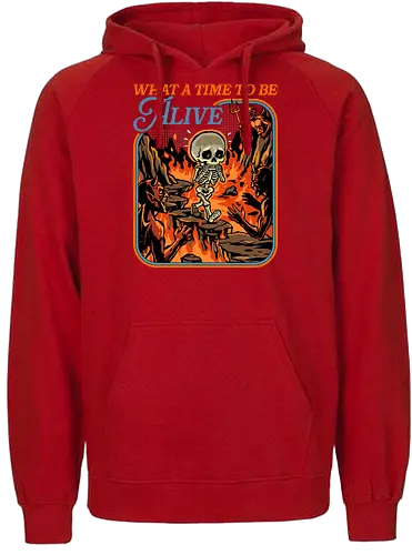What a Time To Be Alive - halloween skeleton, dead, death, demon, devil, doing my best, halloween, hell, horror, never better, scary, skeleton, skull, spooky, what a time to be alive - Fairtrade Hoodie