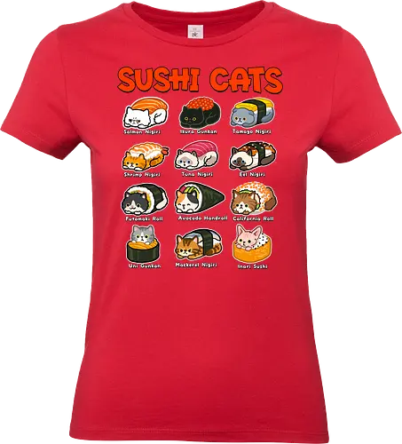 Sushi Cats - sushi cat, animals, cats, food, japan, japanese, kawai, kitty, meow, neko, sashimi, soy sauce, sushi, sushi roll, wasabi - Standard T-Shirt (Frauen)