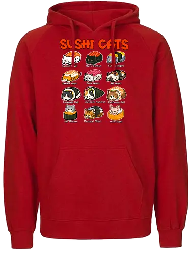 Sushi Cats - sushi cat, animals, cats, food, japan, japanese, kawai, kitty, meow, neko, sashimi, soy sauce, sushi, sushi roll, wasabi - Fairtrade Hoodie